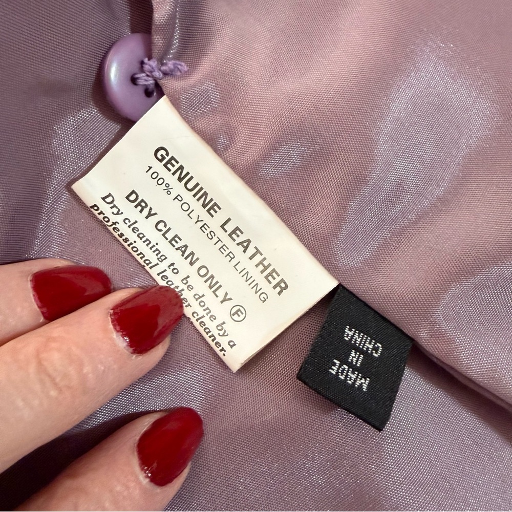 Vintage Nicola Berti Lavender purple leather minimalist zip front Blazer Jacket - Picture 8 of 16